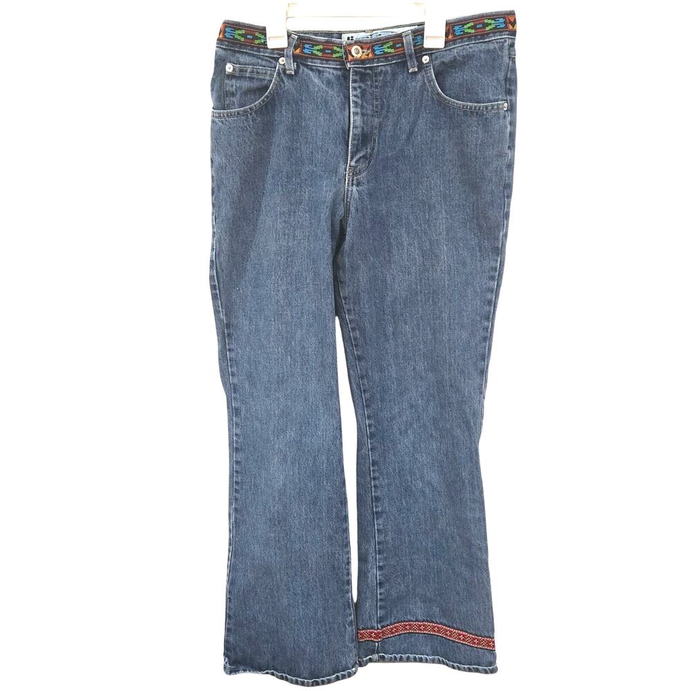VTG Liquid X Sz 13 Medium Wash Geometric Trim Y2K Jeans